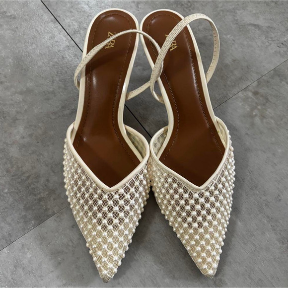 ZARA Blogger Fave!!! Embellished Slingbacks NWT 🤍 - Picture 8 of 16